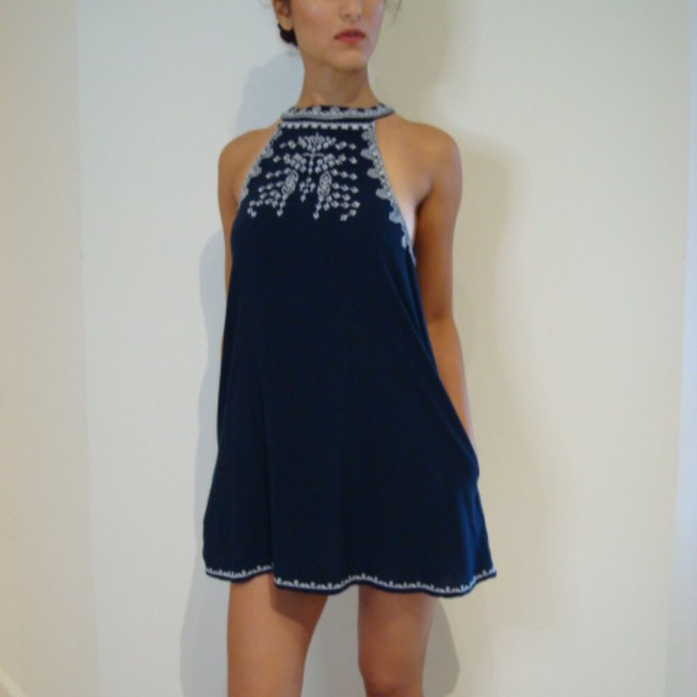 Romeo + Juliet Couture Embroidered Navy MinDress S